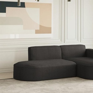 Ecksofa Designersofa PALMA XS in Stoff Scala Anthrazit Ottomane Rechts