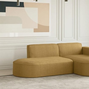 Ecksofa Designersofa PALMA XS in Stoff Scala Senfgelb Ottomane Rechts