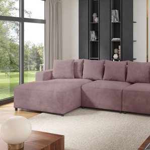 Ecksofa Designersofa Sofa MEGAN in Stoff Poso Altrosa Ottomane Links