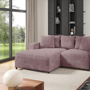 Ecksofa Designersofa Sofa MEGAN XS in Stoff Poso Altrosa Ottomane Links