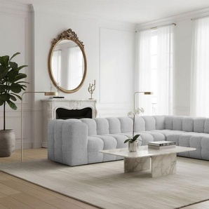 Ecksofa Designersofa SOLVIE in Stoff Moly Hellgrau Seite Universal