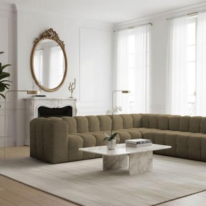 Ecksofa Designersofa SOLVIE in Stoff Moly Moosgrün Seite Universal