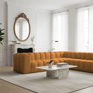 Ecksofa Designersofa SOLVIE in Stoff Moly Orange Seite Universal