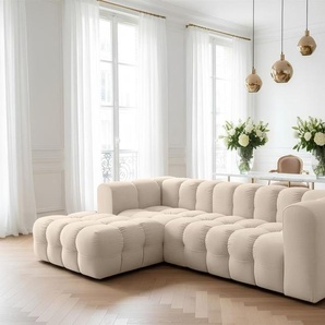 Ecksofa Designersofa SOLVIE in Stoff Tiffani Beige Ottomane Links