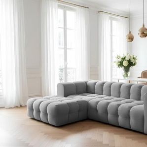 Ecksofa Designersofa SOLVIE in Stoff Tiffani Grau Ottomane Links