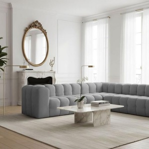 Ecksofa Designersofa SOLVIE in Stoff Tiffani Grau Seite Universal