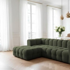 Ecksofa Designersofa SOLVIE in Stoff Tiffani Grün Ottomane Links