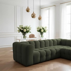 Ecksofa Designersofa SOLVIE in Stoff Tiffani Grün Ottomane Rechts