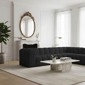 Ecksofa Designersofa SOLVIE in Stoff Tiffani Schwarz Seite Universal