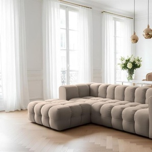 Ecksofa Designersofa SOLVIE in Stoff Tiffani Taupe Ottomane Links