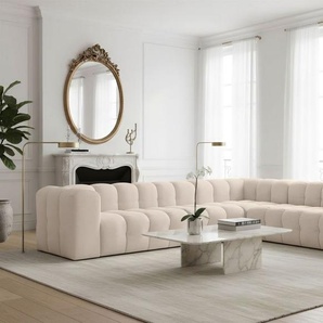 Ecksofa Designersofa SOLVIE XL in Stoff Tiffani Beige Seite Universal