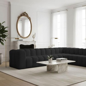 Ecksofa Designersofa SOLVIE XL in Stoff Tiffani Schwarz Seite Universal