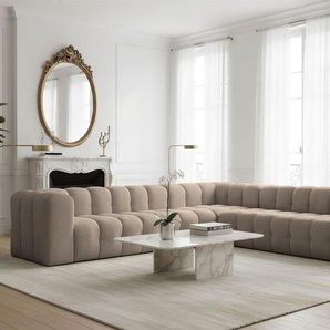 Ecksofa Designersofa SOLVIE XL in Stoff Tiffani Taupe Seite Universal