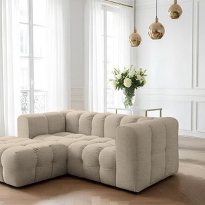 Ecksofa Designersofa SOLVIE XS in Stoff Moly Beige Ottomane Links