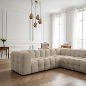 Ecksofa Designersofa SOLVIE XS in Stoff Moly Beige Seite Universal