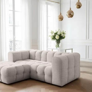 Ecksofa Designersofa SOLVIE XS in Stoff Moly Creme Ottomane Links