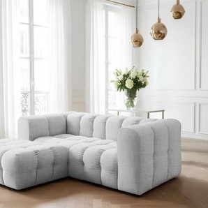 Ecksofa Designersofa SOLVIE XS in Stoff Moly Hellgrau Ottomane Links