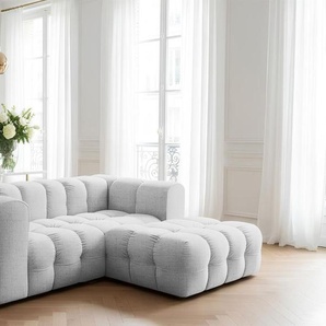 Ecksofa Designersofa SOLVIE XS in Stoff Moly Hellgrau Ottomane Rechts
