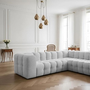 Ecksofa Designersofa SOLVIE XS in Stoff Moly Hellgrau Seite Universal