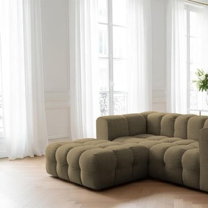 Ecksofa Designersofa SOLVIE XS in Stoff Moly Moosgrün Ottomane Links