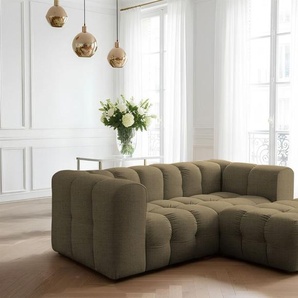 Ecksofa Designersofa SOLVIE XS in Stoff Moly Moosgrün Ottomane Rechts