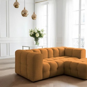 Ecksofa Designersofa SOLVIE XS in Stoff Moly Orange Ottomane Rechts