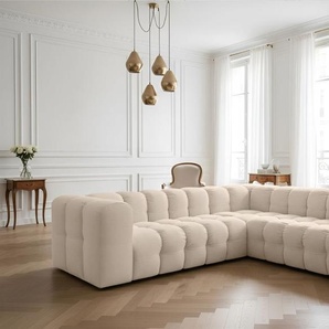 Ecksofa Designersofa SOLVIE XS in Stoff Tiffani Beige Seite Universal