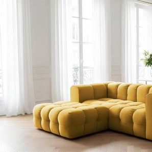 Ecksofa Designersofa SOLVIE XS in Stoff Tiffani Honiggelb Ottomane Links