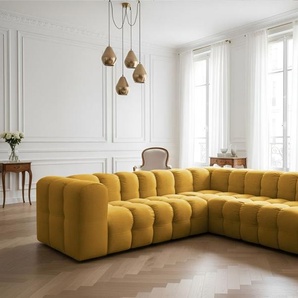 Ecksofa Designersofa SOLVIE XS in Stoff Tiffani Honiggelb Seite Universal