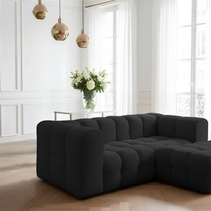 Ecksofa Designersofa SOLVIE XS in Stoff Tiffani Schwarz Ottomane Rechts