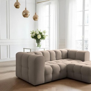 Ecksofa Designersofa SOLVIE XS in Stoff Tiffani Taupe Ottomane Rechts