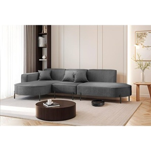 Ecksofa Designersofa VALENCIA in Stoff Scala Anthrazit Ottomane Links