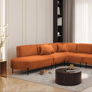 Ecksofa Designersofa VALENCIA Stoff Noel Ziegelrot Universal