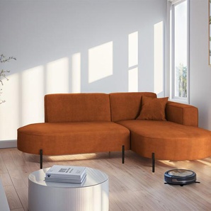 Ecksofa Designersofa VALENCIA XS in Stoff Noel Ziegelrot Ottomane Rechts