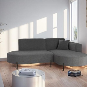 Ecksofa Designersofa VALENCIA XS in Stoff Quelle Dunkelgrau Ottomane Rechts