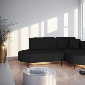 Ecksofa Designersofa VALENCIA XS in Stoff Scala Schwarz Ottomane Rechts