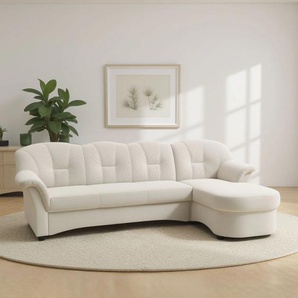 Ecksofa DOMO COLLECTION Flores Schlafsofa, B/T/H: 233/142/86 cm, L-Form, beige (creme), B:231cm H:84cm T:142cm, 100% Polyester, Sofas, wahlweise mit Bettfunktion, wahlweise mit Federkern, auch in Leder, Topseller