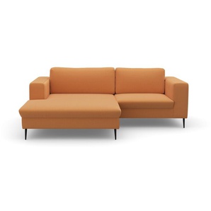 Ecksofa DOMO COLLECTION Modica L-Form Sofas Gr. B/H/T: 244 cm x 83 cm x 173 cm, Feincord, Recamiere links, orange (pfirsich) Ecksofas
