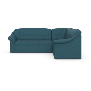Ecksofa DOMO COLLECTION Montana Sofas Gr. B/H/T: 234 cm x 84 cm x 185 cm, Struktur weich, langer Schenkel rechts, mit Bettfunktion, blau (petrol) Ecksofas