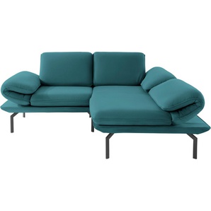 Ecksofa DOMO COLLECTION New York L-Form Sofas Gr. B/H/T: 203 cm x 83 cm x 172 cm, Struktur grob, Recamiere rechts, ohne Funktion, blau (petrol) Ecksofas