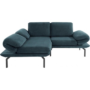 Ecksofa DOMO COLLECTION New York Sofas Gr. B/H/T: 203 cm x 83 cm x 172 cm, Microfaser hochflorig, Recamiere links, ohne Funktion, blau (petrol) Ecksofas