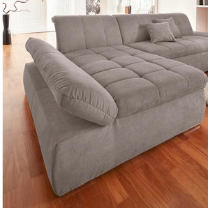Ecksofa DOMO COLLECTION NMoric XXL, B/T/H: 300/172/80cm, L-Form, grau (taupe), B:300cm H:80cm T:172cm, Chenille (85% Polyester, 15% Acryl), Luxus-Microfaser (100% Polyester), Struktur ( 100% Polyester), Microfaser PRIMABELLE (100% Polyester), Sofas,