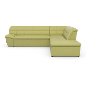Ecksofa DOMO COLLECTION Splash L-Form Sofas Gr. B/H/T: 271 cm x 76 cm x 232 cm, Webstoff, Ottomane rechts, ohne Bettfunktion, gelb (gelb, grün) Ecksofas