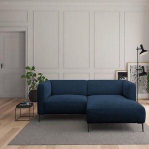 Ecksofa 1,5-Sitzer mit Longchair Blau/Dunkelblau Samt Shyla 211 x 74 x 148cm Longchair davorstehend rechts Modern