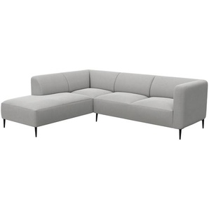 Ecksofa 2,5-Sitzer mit Ottomane Grau Webstoff Saia 252 x 74 x 205cm Ottomane davorstehend links Modern