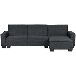 Ecksofa Dunkelgrau Polsterbezug L-Förmig Linksseitig Schlaffunktion Minimalistisch Wohnzimmer