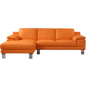 Ecksofa EGOITALIANO Shakira Sofas Gr. B/H/T: 236 cm x 84 cm x 152 cm, Leder BULL, Recamiere links, orange Leder-Ecksofas