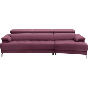 Ecksofa EGOITALIANO Soul Sofas Gr. B/H/T: 246 cm x 99 cm x 140 cm, Leder NUVOLE, Recamiere rechts, lila (violett) Leder-Ecksofas
