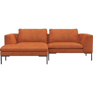 Ecksofa FLEXLUX Loano Sofas Gr. B/H/T: 244 cm x 86 cm x 169 cm, Struktur, Chaiselongue rechts, orange (burned orange) Ecksofas