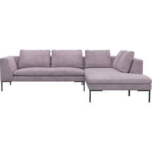 Ecksofa FLEXLUX Loano Sofas Gr. B/H/T: 284 cm x 86 cm x 230 cm, Struktur, lange Ottomane rechts, lila (soft lavender) Ecksofas